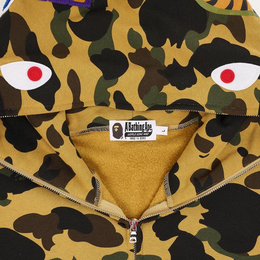 BAPE First Camo Shark Full Zip Hoodie Yellow Men’s 001 ZPM 301007 MYEL