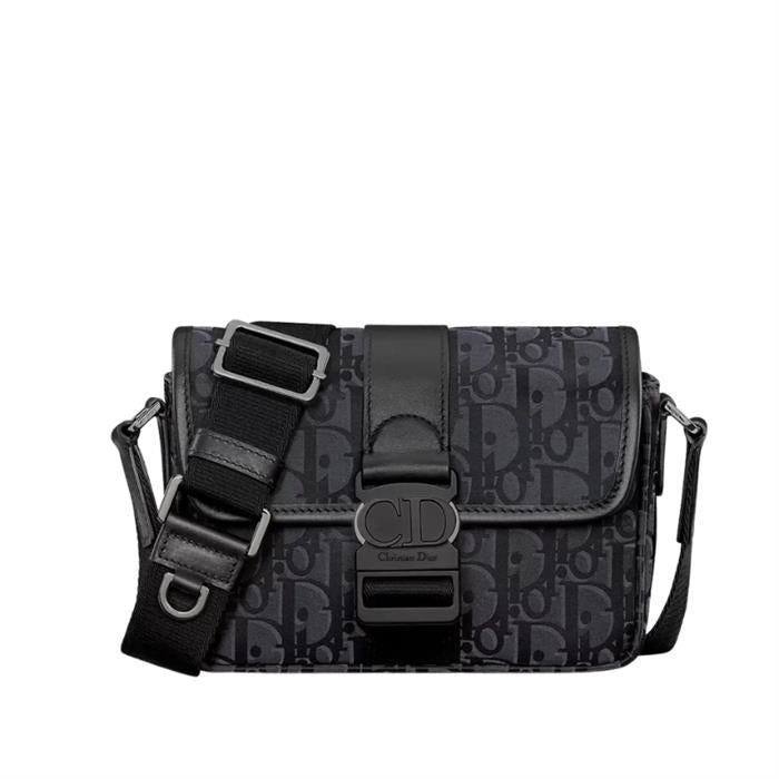 DIOR Trek Mini Flap Strap Bag Crossbody Black Leather