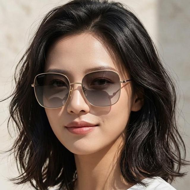 GUCCI Lightweight Metal Square Asian Fit Sunglasses GG1195SK 001