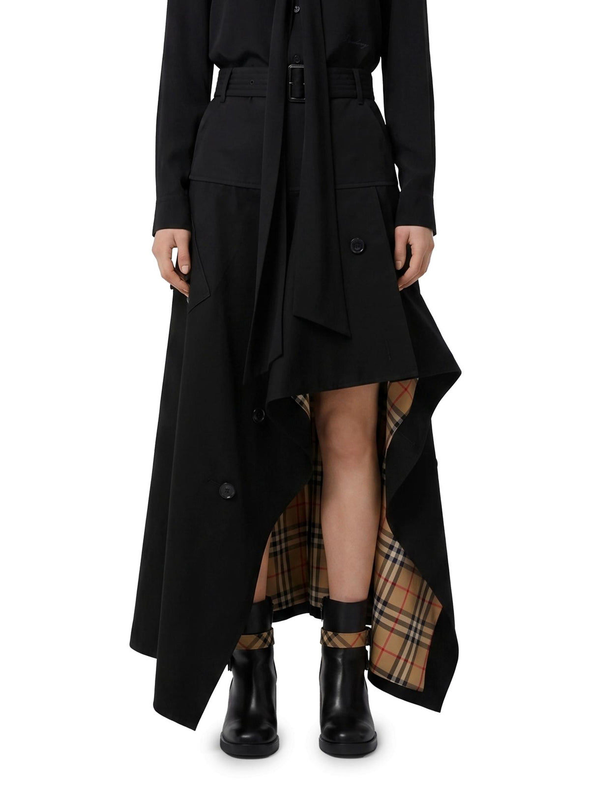 BURBERRY Black Long Sleeve Midi Dress