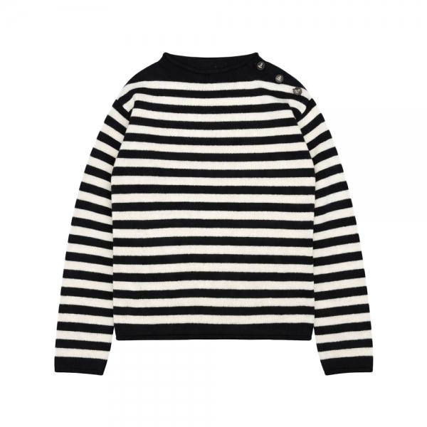 DIOR Black White Striped Mariniere Boat Neck Knit Sweater 554S94A7038 9330