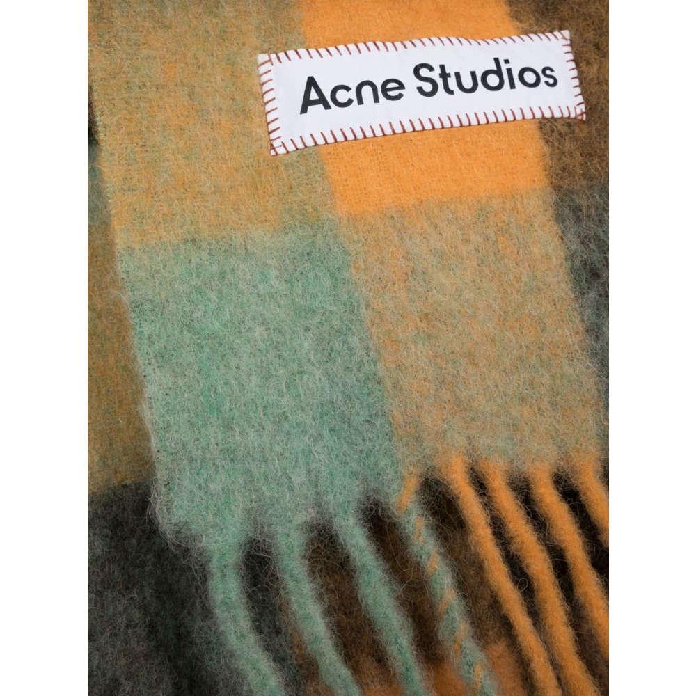Acne Studios Brown Check Wool Mohair Scarf