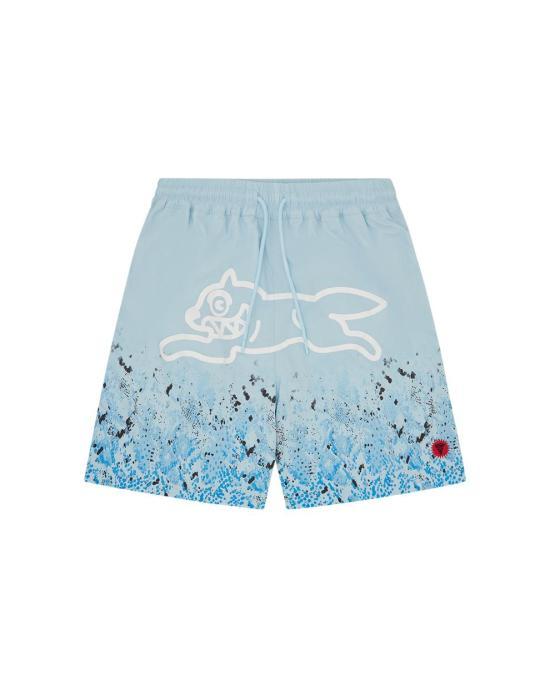 ICECREAM Solid Cotton Drawstring Short Pants for Men IC26113 BLUE DOM
