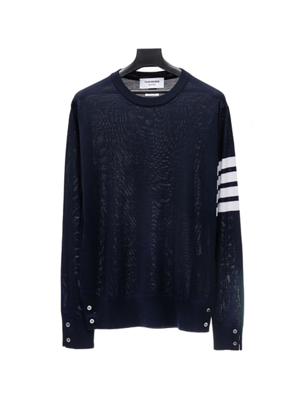 THOM BROWNE Classic Merino Wool Crewneck Pullover Knit Sweater