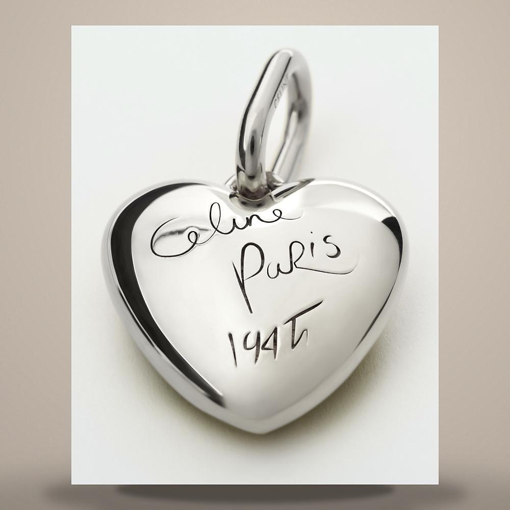 CELINE Aluminum Silver Heart Charm Keyring B106N3E26 36SI