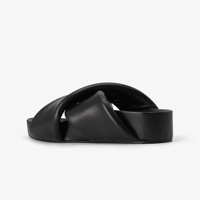 JIL SANDER Padded Strap Slide Sandals for Women Black Leather