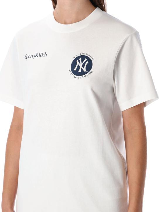 SPORTY&RICH White Navy Short Sleeve T-Shirt TO043 6236 59 WH