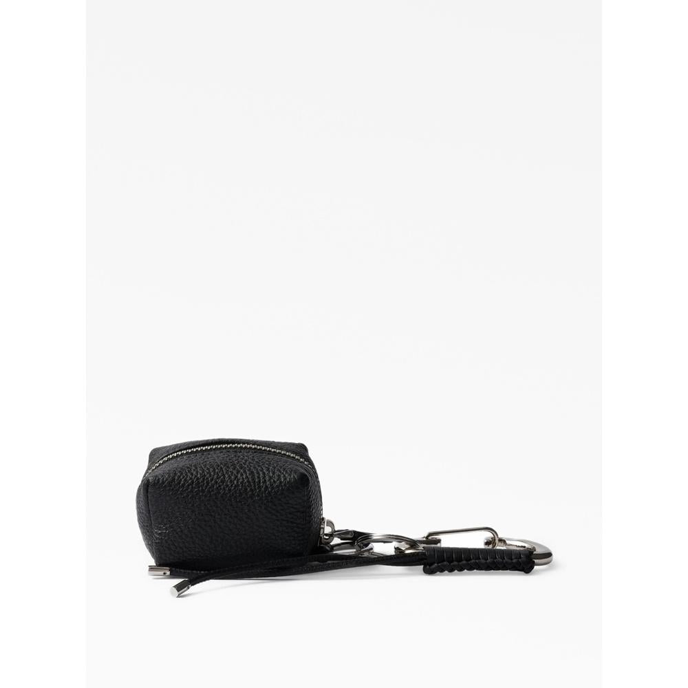 PRADA Leather Bag Charm Keyring Black