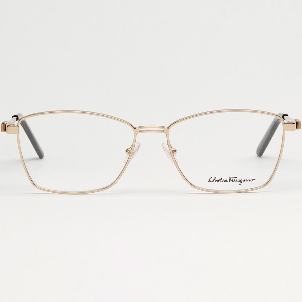 Ferragamo Gold Metal Square Eyeglass Frame Unisex SF2198 717