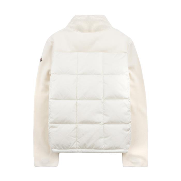 Moncler Square Quilted Padded Wool Zip-Up Cardigan