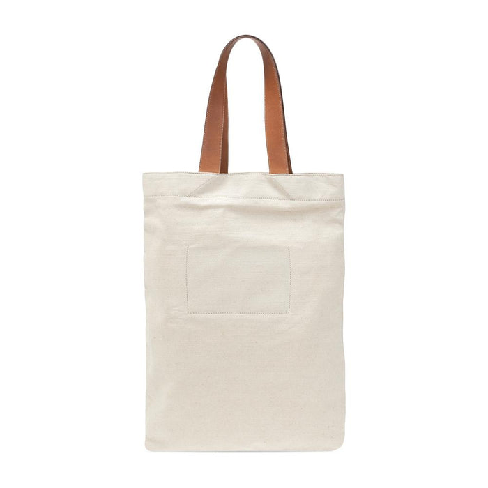 JIL SANDER Ivory Logo Print Canvas Tote Bag JSPS852457 WSB73019 102