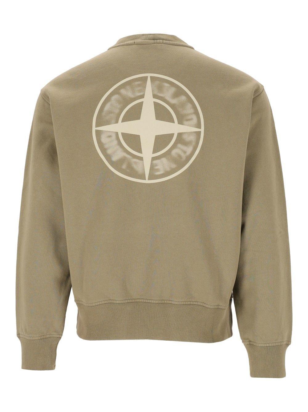 STONE ISLAND Green Cotton Logo Sweatshirt