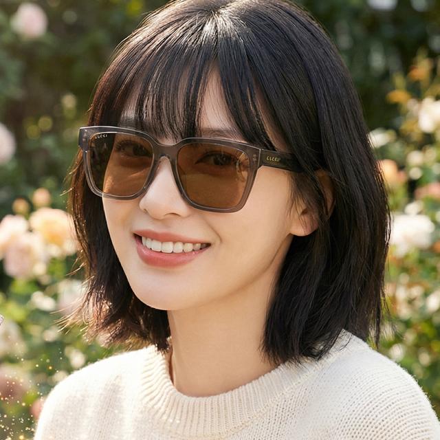 GUCCI Brown Translucent Horn-Rim Asian Fit Sunglasses