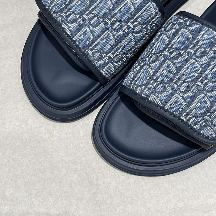 DIOR Mens Oblique Jacquard Aqua Sandals Blue