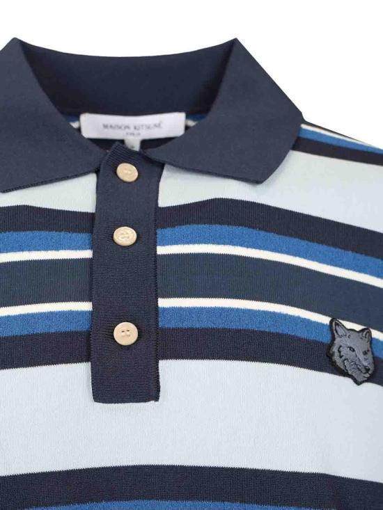 Maison Kitsune Cirrus Blue Ink Cotton Polo Shirt for Men OM00201 KT1119