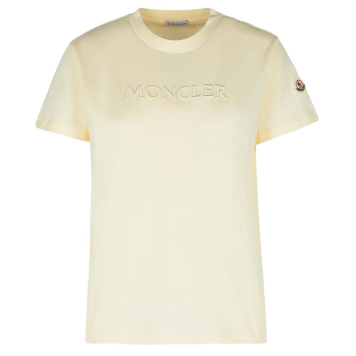 Moncler Logo Patch Ivory T-Shirt 8C000 08 89AUO 037