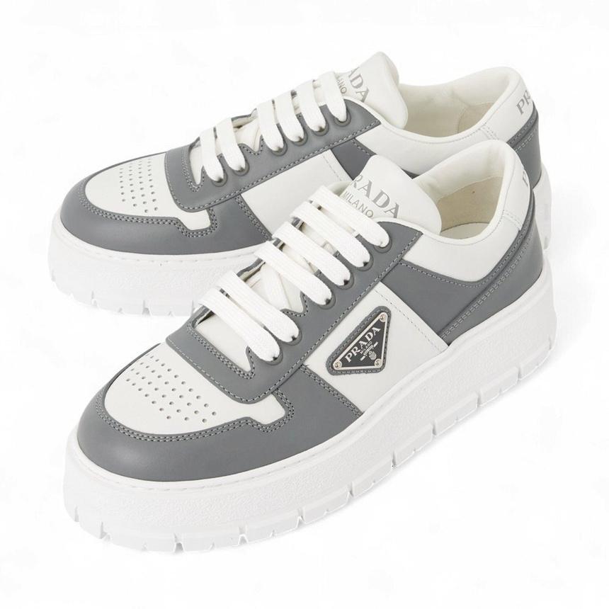 PRADA Black Leather Low-Top Sneakers for Men