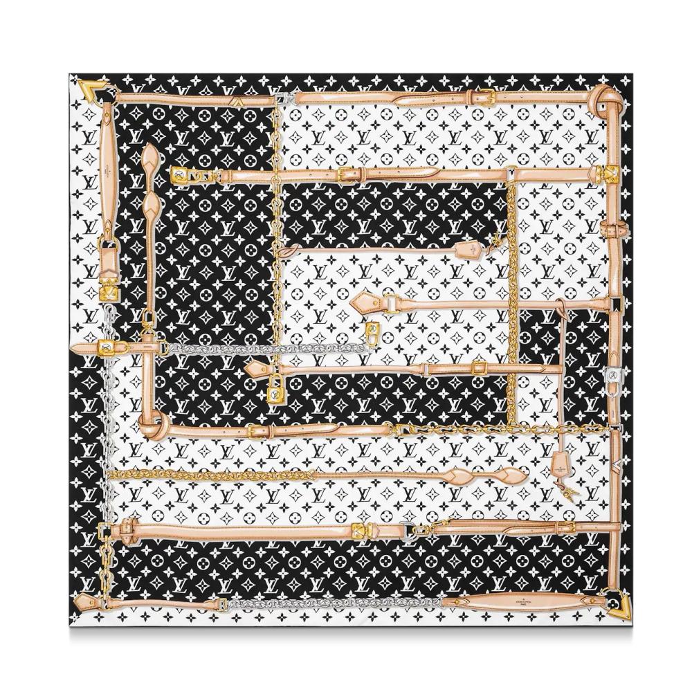 Louis Vuitton Monogram Confidential Square Scarf Black Brow M78667 M78666 M79594