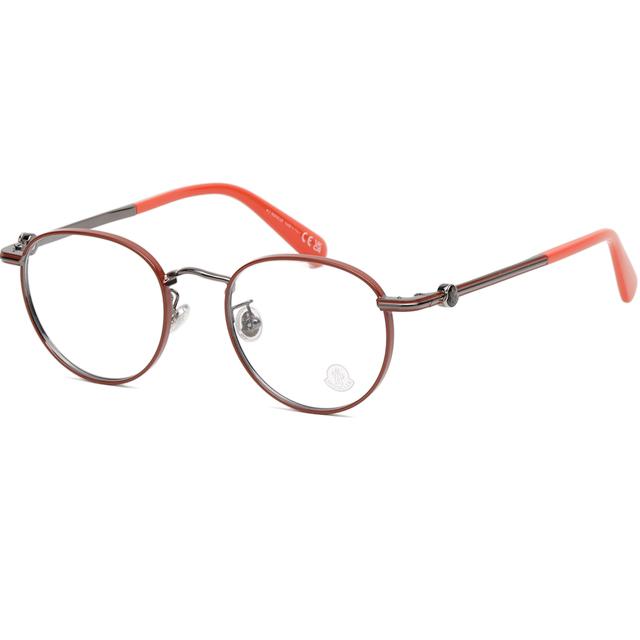Moncler Red Silver Metal Round Eyeglass Frame Unisex ML5204H 066