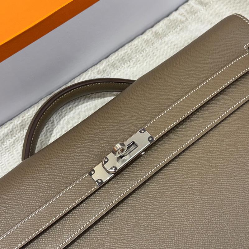 HERMES Kelly Depeches 36 Tote Bag Etoupe Unisex Leather