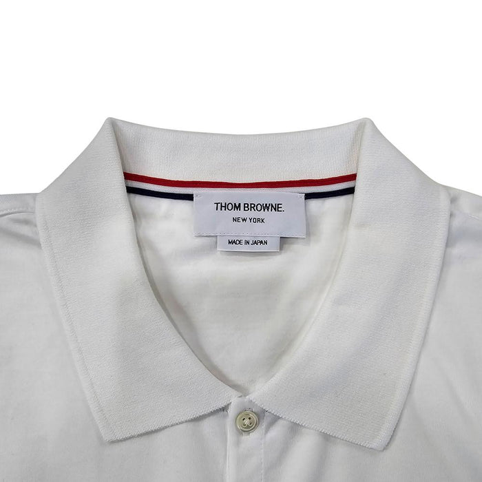 THOM BROWNE Relaxed Side-Slit Polo Shirt White Cotton Men’s