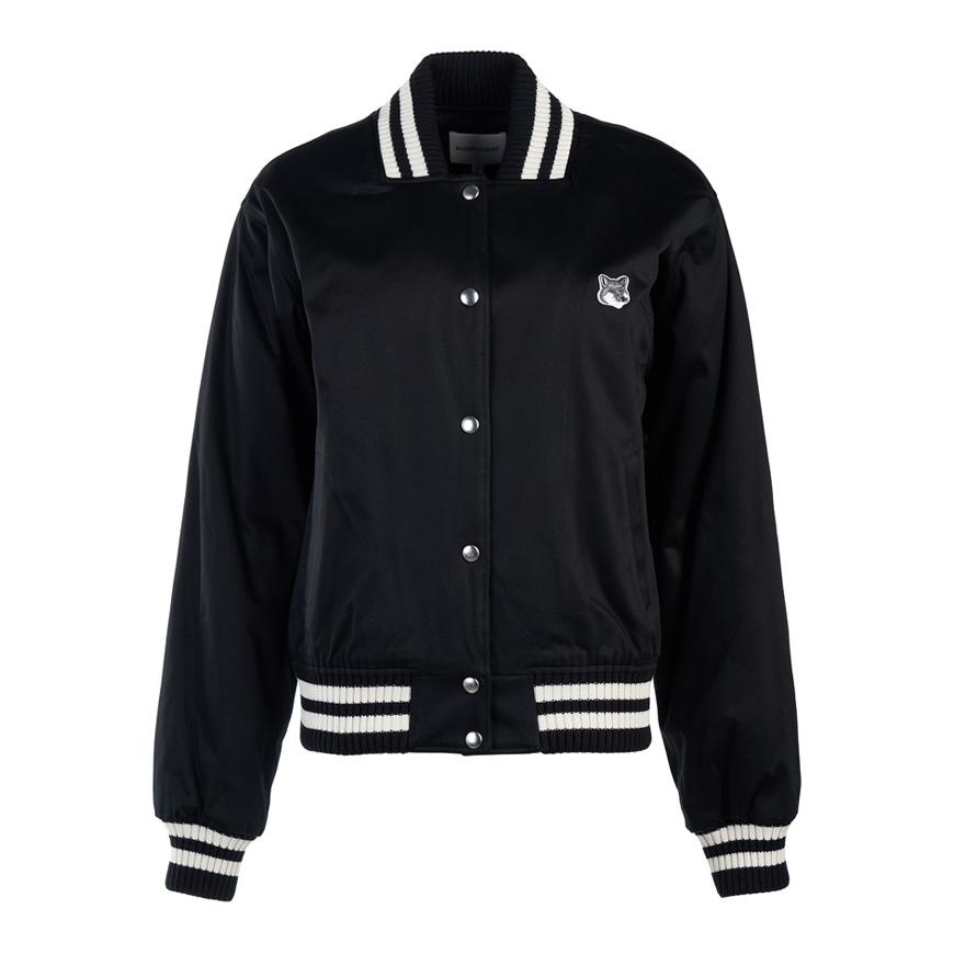 Maison Kitsune Satin Bomber Jacket Black Women