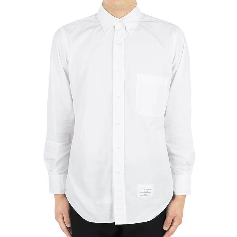 THOM BROWNE Men’s Hidden Stripe Poplin Long-Sleeve Shirt White