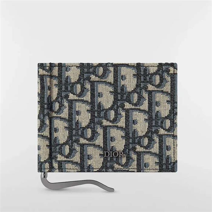 DIOR Money Clip Wallet Leather Card Holder