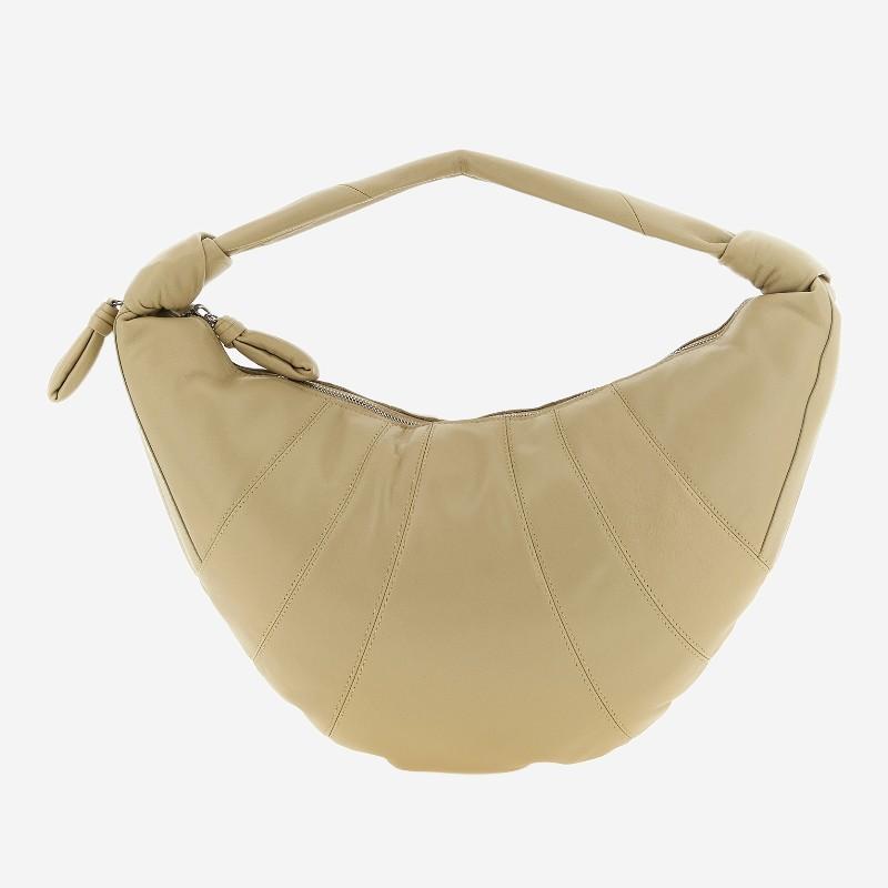 Lemaire Fortune Leather Croissant Shoulder Bag Beige