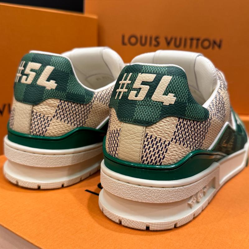 Louis Vuitton Green Damier Calfskin LV Trainer Low-Top Sneakers