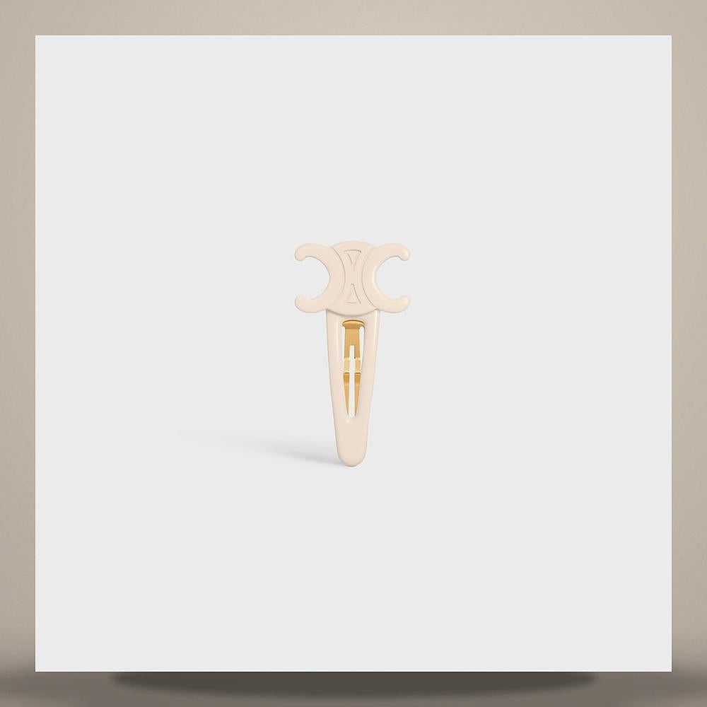 CELINE Large Snap Ivory Gold Acetate Steel Hair Clip 460PT6CST 01IG