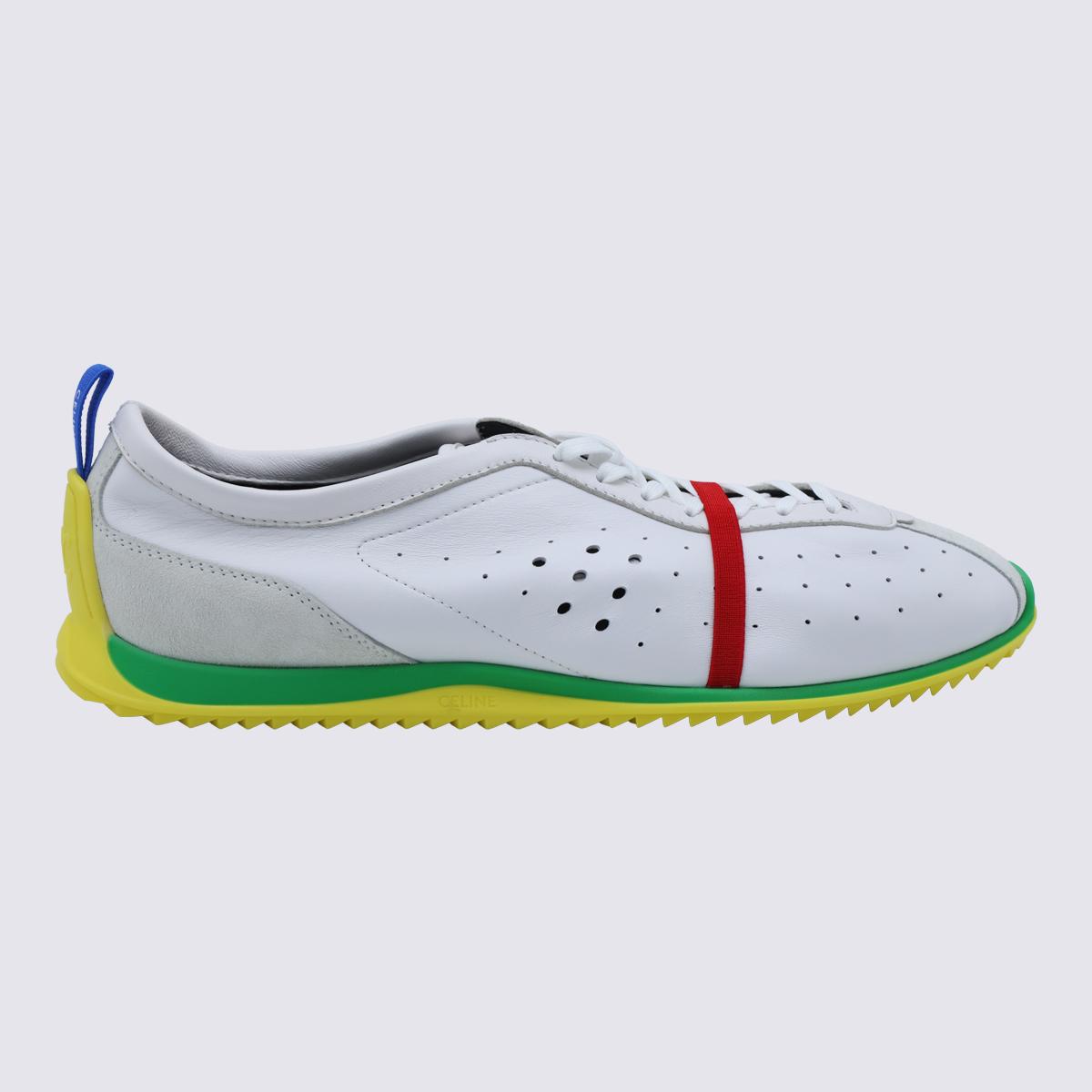 CELINE White Leather Low-Top Sneakers