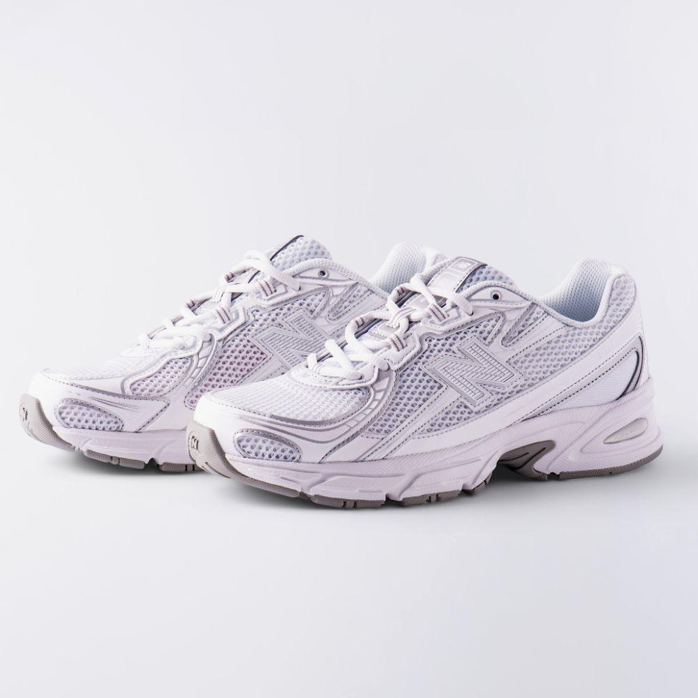 New Balance White Silver Metallic Low-Top Sneakers