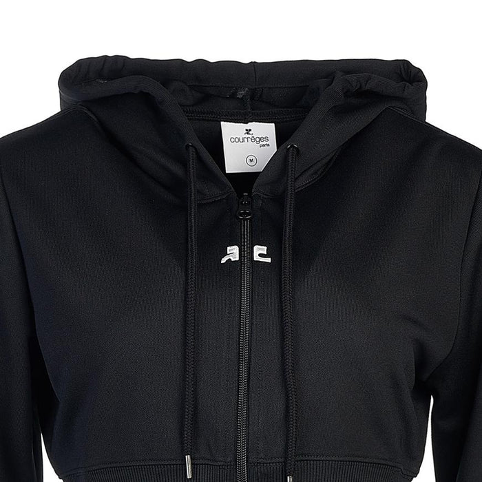 courreges Women’s Hooded Cropped Zip-Up Jacket Black