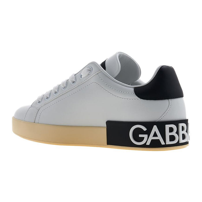 D&G Logo Low-Top Sneakers Men’s White Leather Shoes
