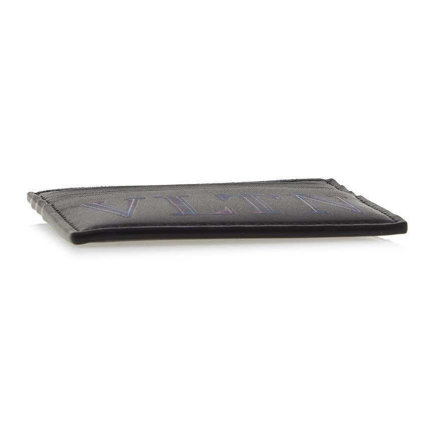 VALENTINO Garavani VLTN Leather Card Holder for Men Navy