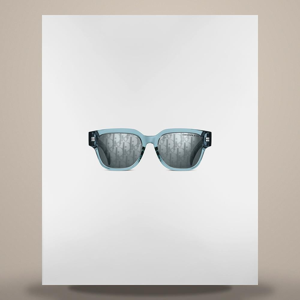 DIOR Oblique S1F Transparent Blue Square Sunglasses DOBLS1FXT 30B8