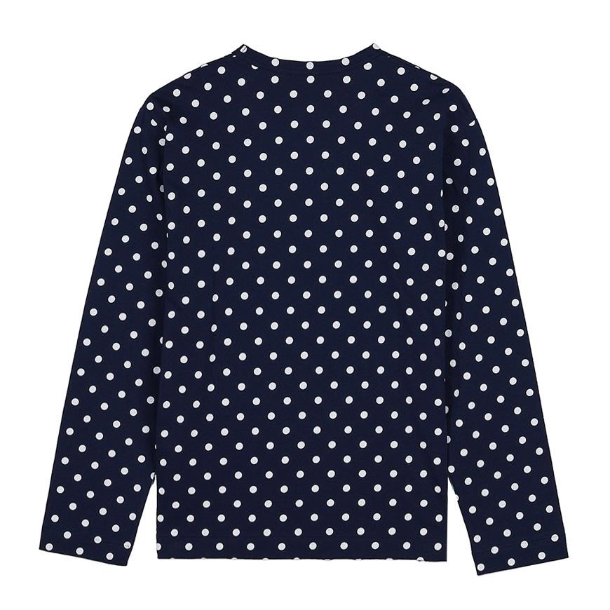 Comme des Garcons Unisex Heart Patch Polka Dot T-Shirt AX T166 051 NAVY WHITE