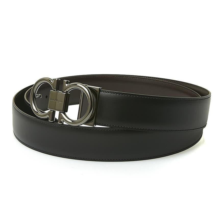 Ferragamo Men’s Adjustable Gancini Leather Belt 67 9938 NERO HICKORY 0694531