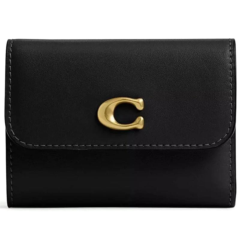Coach Essential Leather Card Holder Compact Wallet Black