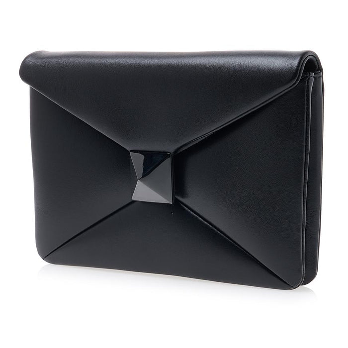 VALENTINO Garavani One Stud Black Leather Clutch Bag