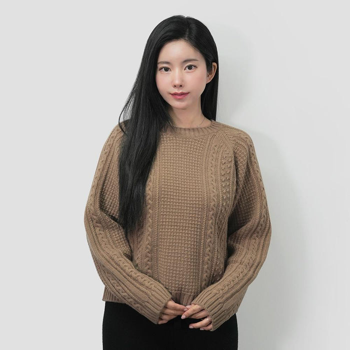 Max Mara Weekend ELID Wool Yarn Crewneck Sweater Camel 5366163306004