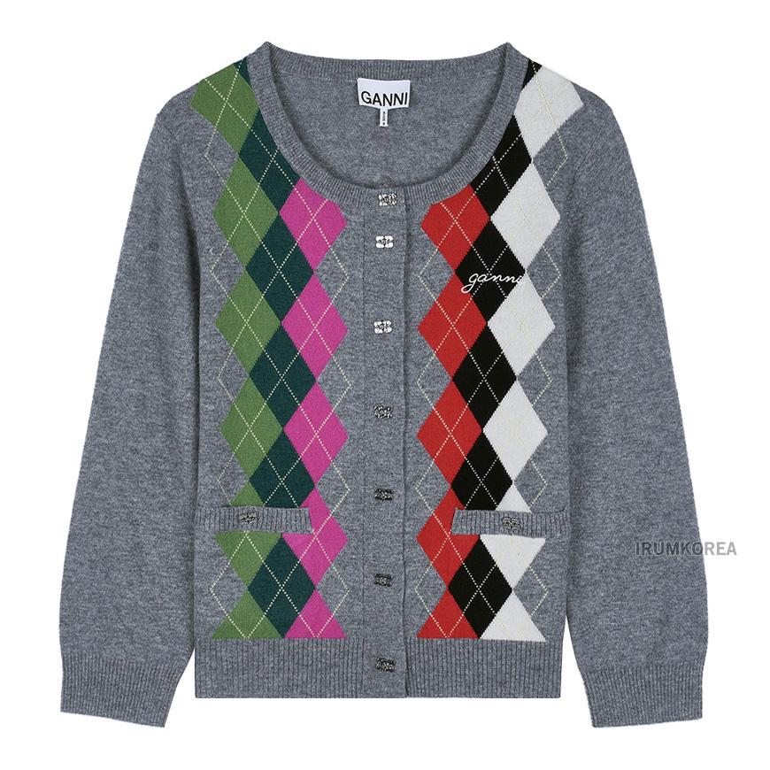 GANNI Women’s Checked Knit Cardigan K2512 921