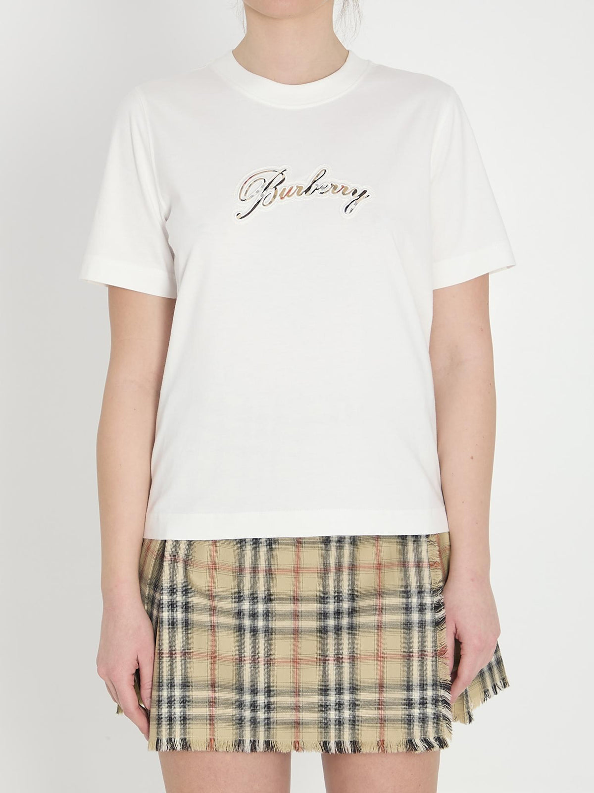 BURBERRY Short Sleeve Cotton T-Shirt Black Women’s Top