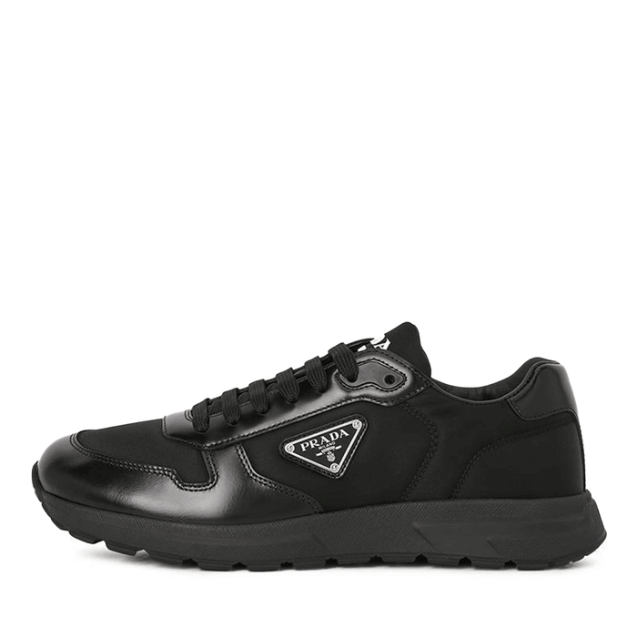 PRADA Re-Nylon Leather All Black Low Top Sneakers for Men 2EE443