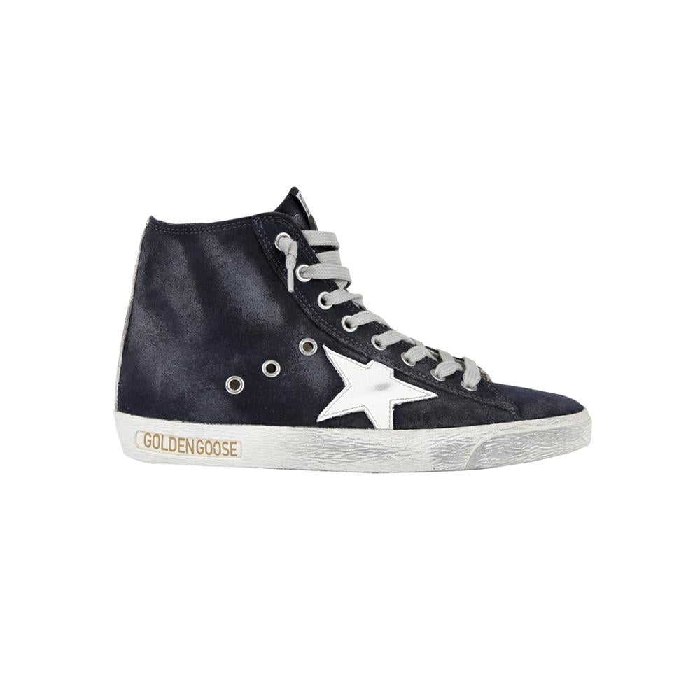 GOLDEN GOOSE White Navy Star High Top Sneakers Women
