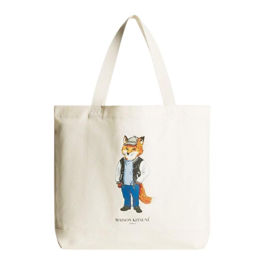 Maison Kitsune Dressed Fox Canvas Tote Bag Beige Unisex PM05107 WW9042 P700