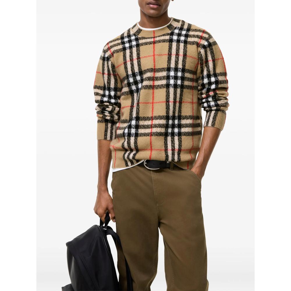 BURBERRY Black Wool Round Neck Knit Sweater for Men