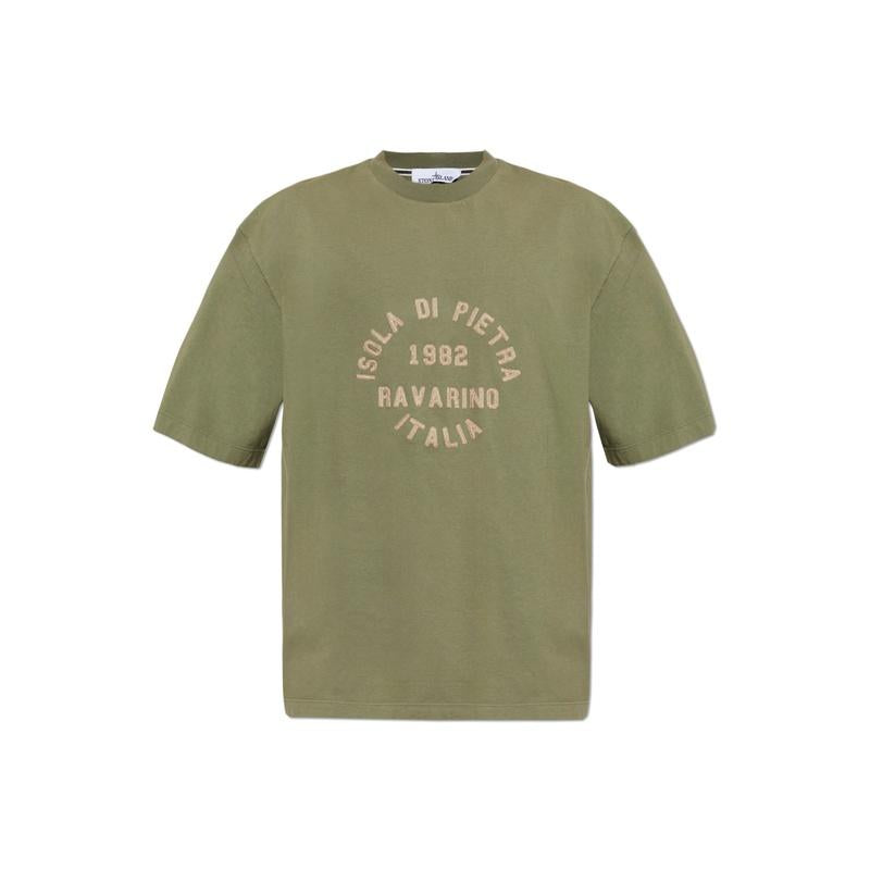 STONE ISLAND Regular Fit Men’s Short Sleeve T-Shirt Green Cotton