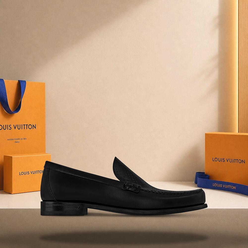Louis Vuitton Major Loafers Black Leather Men's Shoes